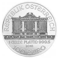 The first coin in the new platinum series of the Vienna Philharmonic is a 1 ounce issue.