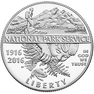 2016 National Park Service Proof Clad Half Dollar, issued by the US Mint, designed by Barbara Fox and Thomas Hipschen and sculpted by Michael Gaudioso and Charles L. Vickers