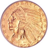 1909-O half eagle MS66 PCGS.