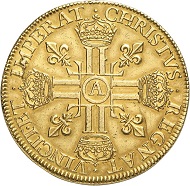 Lot 4055: FRANCE. Louis XIII, 1610-1643. Huit louis d'or à la tete laurée 1640, Paris. Extremely rare. Very fine to extremely fine. Estimate: 100,000,- euros. Hammer price: 120,000,- euros.