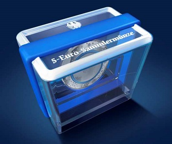 The presentation box designed by Koziol displays the coin in a