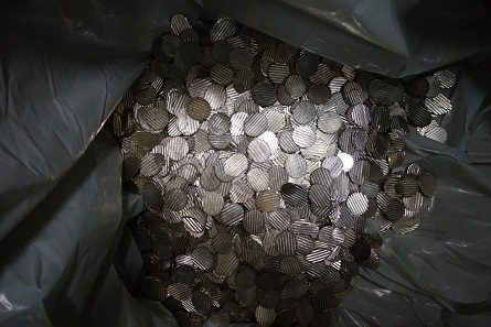 This is left of a coin after passing through a decoiner. Photograph: UK.