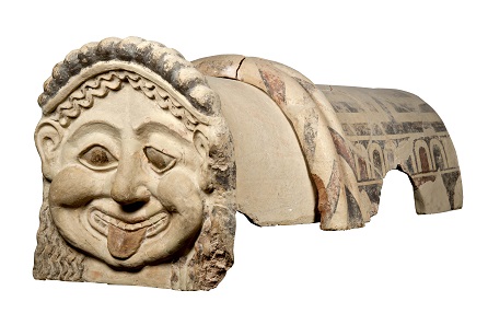 Terracotta roof ornament with head of a gorgon, Gela, Sicily, c.500 BC. Museo Archeologico Regionale Di Agrigento. © Regione Siciliana.