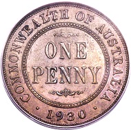Lot 29458: Australia, George V, penny, 1930-M. KM23. AU50 PCGS. Realized: $70,500.