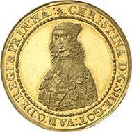 RIGA. 6 ducats 1644. Of utmost rarity, extremely fine to brilliant uncirculated. Estimated at 30,000 Euros. From the upcoming sale Künker 185 (2011), 6059. - Since 1621 Riga had formed part of the Swedish empire. The ship our plate money came from was transporting Swedish currency to Riga.
