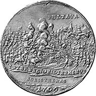 Russia. Peter I, 1689-1725. Gold medal 1709. On the Battle of Poltava. From auction Hess-Divo 300 (2004), 880.