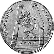 Charles XII, 1697-1718. On a coin from the Swedish territories: Pomerania. Double ducat 1706. From auction Hess-Divo 300 (2004), 386.