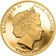 Cook Islands / 5 Dollars / Silver .999, partly gold coated / 25 g / 38.61 mm / Mintage: 2000.