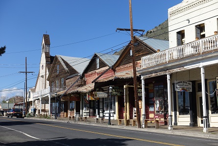 A look at today's Main Street of Virginia City with its many saloons and souvenir shops. In the 1870s, this used to be a major city that had its own opera house. Photograph: UK.