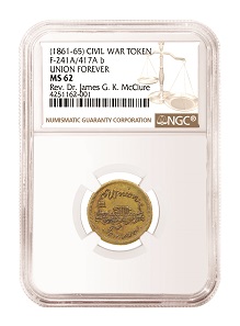 1861-65 Civil War Token F-241A/417A b NGC MS 62.