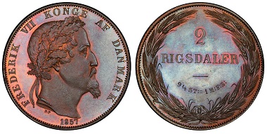 Denmark. Frederick VII. Pattern 2 Rigsdaler.
