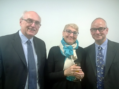 Three of the four new honorary members attended the event in person: Andrew Burnett, Lucia Travaini, and Christopher Howgego (from l. to r.). © Photograph: François de Callatay.