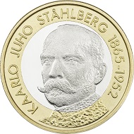 Finland / 5 Euros / Bimetal (CuAl6Ni2, CuNi25) / 9.8g / 27.25mm / Design: Tero Lounas / Mintage: 6,000.