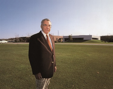 Chet Krause in front of his new business premises in the mid-1980s. Photograph: Krause Publications.