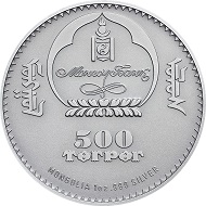 Mongolia / 500 Togrog / Silver .999 / 1 Ounce / 38,61mm / Mintage: 2500.
