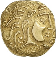 Lot 3: PARISII (Celts). Gold stater, around 60 BC. Very rare. Good very fine. Estimate: 20,000 euros. Hammer price: 23,000 euros.