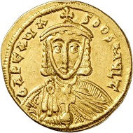 Lot 197: ARTABASDOS, 742-743. Solidus with Nicephorus. Extremely rare. Extremely fine. Estimate: 35,000 euros. Hammer price: 44,000 euros.