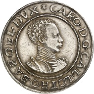 Lot 1140: FRANCE / LORRAINE. Charles III, 1545-1608. Reichstaler n.d. (1559). Ex Vogel Collection. Very rare. Extremely fine. Estimate: 15,000 euros. Hammer price: 28,000 euros.