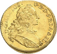 Lot 3118: GERMANY / BAVARIA. Maximilian III, 1745-1777. Ducat 1762, Munich, Isar river gold. Extremely rare year. Extremely fine. Estimate: 15,000 euros. Hammer price: 32,000 euros.