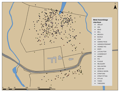 This map shows the distribution of the found metal objects. Source: University of Sheffield.