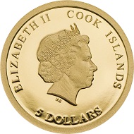 Cook Islands / 5 dollars / .999 gold / 0.5 g. / 11 mm / mintage: 10,000.