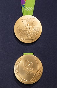 This is the design of the Rio 2016 winner medals. Photo: Photo: © 2016 / Comité International Olympique (CIO) / Ian Jones.