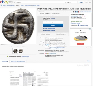 Screenshot of the auction offering the archaic hemiobol from the city of Apollonia Pontica, retrieved on August 8, 2016.