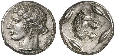 Leontinoi. Tetradrachm, ca. 440-425. From Gorny & Mosch Auction 219 (2014), 38.