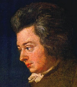 Wolfgang Amadeus Mozart, painting by Joseph Lange.