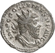 Antoninianus, Cologne, 263. Rev. VICTORI-A GERMANICA Victory r. From the forthcoming Jacquier Auction 42 (16.9.2016), Lot 533. Extremely fine. Estimate: 1,500 euros.