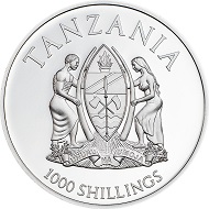 Tanzania / 1000 Shillings / Silver .999 / 25g / 38,61mm / Mintage: 2500.