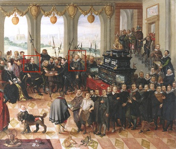 Philip Hainofer (r.) delivers the Pomeranian Art Cabinet to the Duke of Pomerania (l.), which included a small