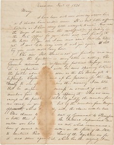 A Highly Important Abraham Lincoln Letter to His First Fiancée, Mary Owens. This December 13, 1836 letter is one of our 16th president's earliest surviving missives. It is the first of three written to Owens, and is considered very significant by Lincoln scholars for the insight it gives us into Lincoln the man.