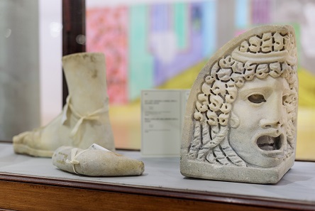 L-R Left Foot Wearing a Sandal from a Colossal Statue, Right Upper Arm and Forearm from a Statue and Relief Mask, Corner of a Sarcophagus. © Tate Liverpool, Roger Sinek.
