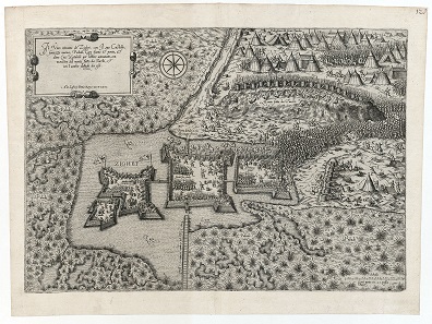 The town of Szigetvár with the castle in a depiction from 1566.