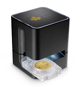 Today, the authenticity of a Maple Leaf can be tested as quickly as lightning using a small device. Photo: Royal Canadian Mint.