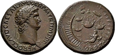 Lot 170: Roman Imperial Coins. Nero, 54-68. Sestertius 64 (?), Rome. Very fine. Estimate: 6,000 EUR. Hammer price: 25,000 EUR.