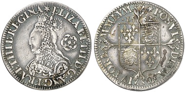 Elizabeth I, 1558-1603. 6 Pence 1562, London. From Künker 241 (2013), 2245.