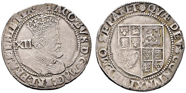 Jacob I, 1603-1625. Shilling undated (1619-1625). From e-Auction Rauch 18 (2015), 1366.