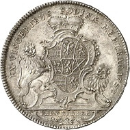 Lot 1426: Nassau-Weilburg. Karl August, 1719-1753. Reichstaler 1752, Weilburg. Yield from the Mehlbach Mines. Very rare. Extremely fine / FDC. Estimate: 2,500 GBP. Hammer price: 8,000 GBP.