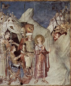 St. Martin leaves the life of chivalry and renounces the army. Fresco by Simone Martini (c. 1284-1344).