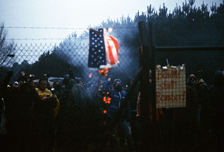German demonstrators burning an American flag in 1982. Source: Wikipedia.