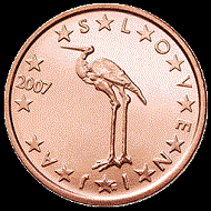 The Slovenian 1 cent coin.