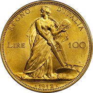 3070: Italy. 100 Lire, 1912-R. PCGS MS-65 Secure Holder. Relized: 25,850 USD.