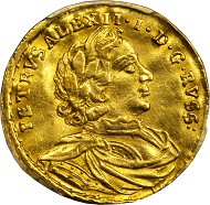 3311: Russia. Ducat, 1716. Peter I (The Great) (1689-1725). PCGS AU-55 Secure Holder. Relized: 117,500 USD.