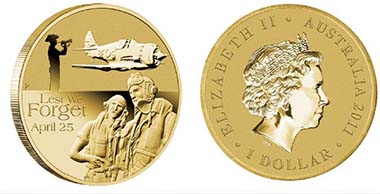 Australia - 1 AUD - Aluminium/Bronze - Weight: 13.8 g - Diameter: 13.6 mm - Designer: Wade Robinson.
