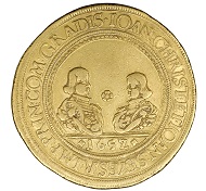 Johann Christian and Johann Seyfried von Eggenberg. Tenfold ducat 1652, Crumlaw.34.61 g. From the Coin Cabinet of the Joanneum. Inv.-Nr. MK 3853. Exhibition catalogue 85. Photo: © UMJ.