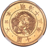 Japan. Meiji gold Proof 10 Yen Year 13 (1880) PR64 Cameo NGC.