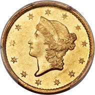 1849-C Open Wreath Dollar.