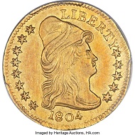 1804 Quarter Eagle 13 Stars Reverse AU55 PCGS.